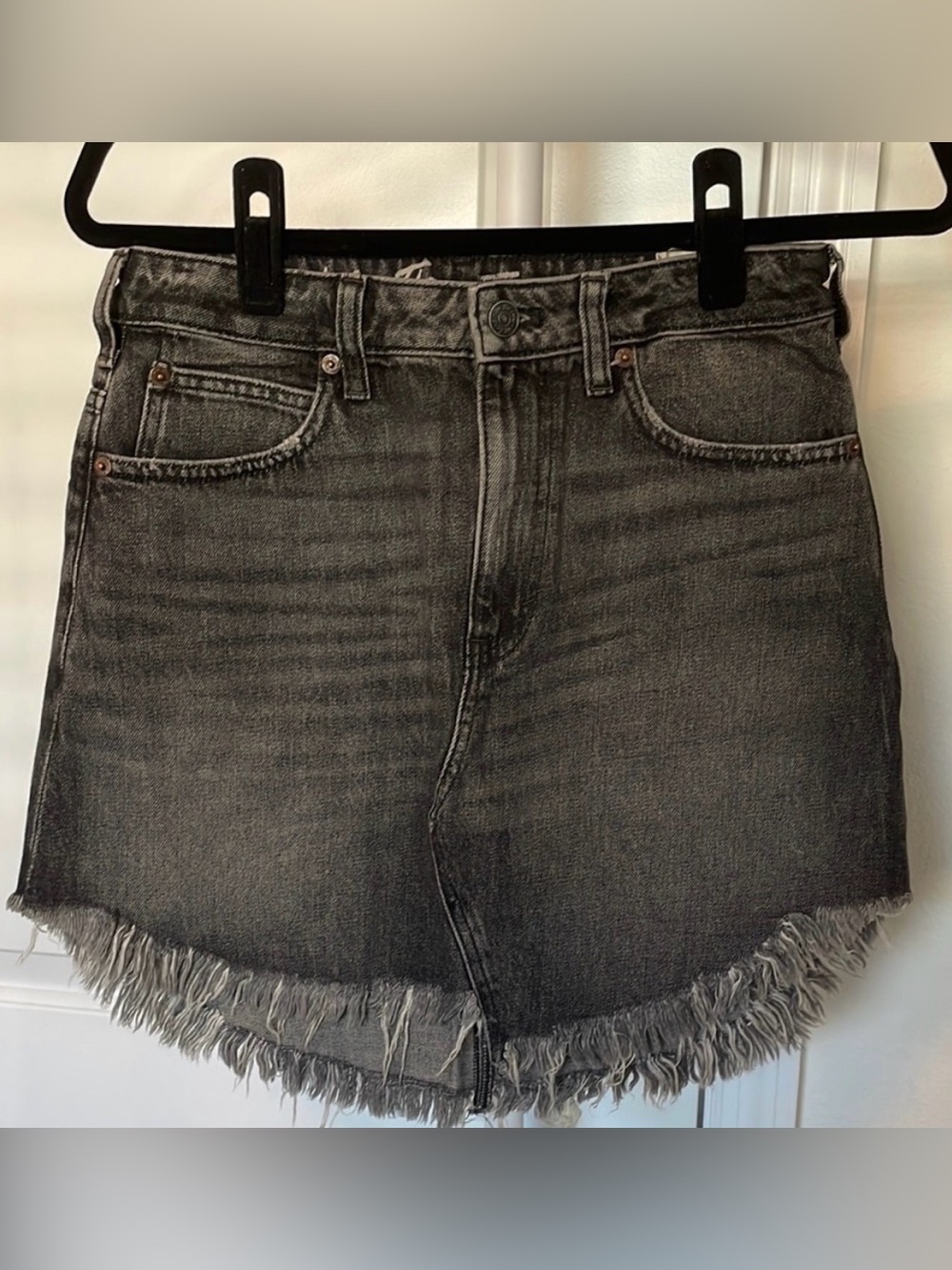 Free People Bailey Charcoal Black Denim Mini Skirt NWOT